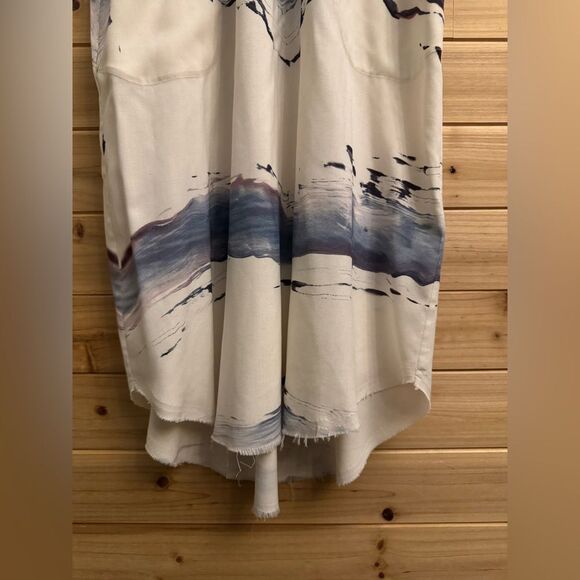 Go By GoSilk Anthropologie Size Small Abstract Watercolor Off The Shoulder Dress - Picture 4 of 14